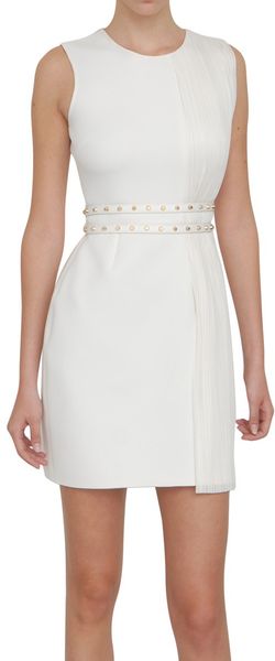 Versace Jersey Pleated Dress with Studs - Lyst