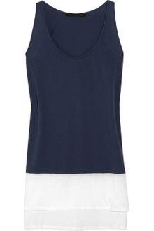 Victoria Beckham Two-tone Cotton-jersey Tank - Lyst