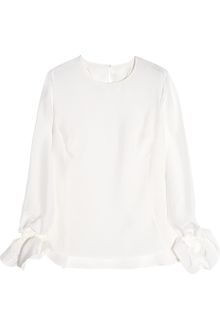 Yves Saint Laurent Ruffled Silk-habotai Blouse - Lyst