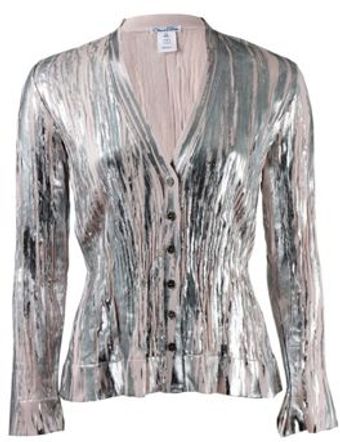 Oscar de la Renta Metallic Print Cardigan - Lyst