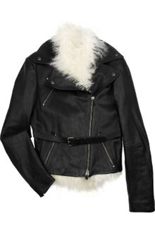 Alexander McQueen Shearling and Leather Biker Jacket - Lyst