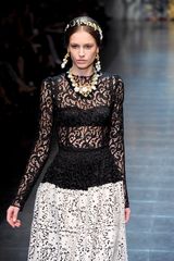 Dolce & Gabbana Fall 2012 Black Long Sleeve Sicilian Baroque-inspired Laced Blouse 