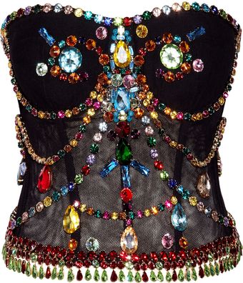 Dolce & Gabbana Crystal-embellished Stretch-tulle Bustier - Lyst