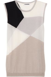 Jil Sander Color-block Cashmere and Silk-blend Top - Lyst