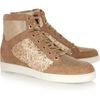 Jimmy Choo Tokyo Suede and Glitterfinish Hightop Sneakers in Beige (sand) - Lyst