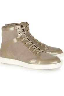 Jimmy Choo Tokyo Suede Amd Patent Leather High-top Sneakers - Lyst