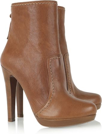  Stitch-trimmed Leather Ankle Boots 