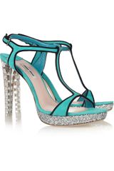Miu Miu Suede, Glitter and Crystal Sandals