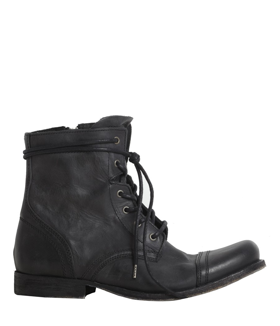 allsaints brigade leather biker boots in black