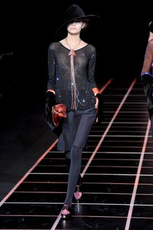 Giorgio Armani Fall 2012 Black Semi-Sheer Long Sleeve Top With Sequin - Lyst