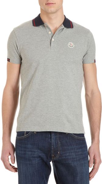 Moncler Slim Fit Polo in Gray for Men (red) - Lyst