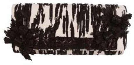 Oscar De La Renta Embroidered Mikado Clutch in Black - Lyst