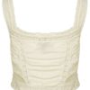 Topshop Lace Button Front Crop Top in White (cream) - Lyst