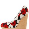 Yves Saint Laurent Poppyprint Canvas Wedge Pump in Red - Lyst