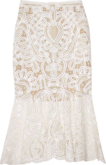 Alexander McQueen Crochet-embroidered Silk-organza Skirt - Lyst