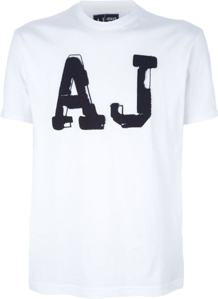 Armani Jeans Patch Detail Tshirt in White for Men - Lyst