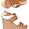 Chloé Lasercut Leather Wedge Shoes in Beige (camel) - Lyst