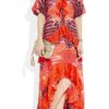 Roberto Cavalli Printed Silkchiffon Kaftan Gown in Red (tomato) - Lyst