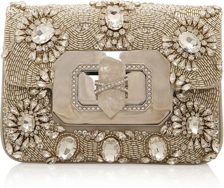 Marchesa Crystal Chain Strap Eve Bag in Silver - Lyst