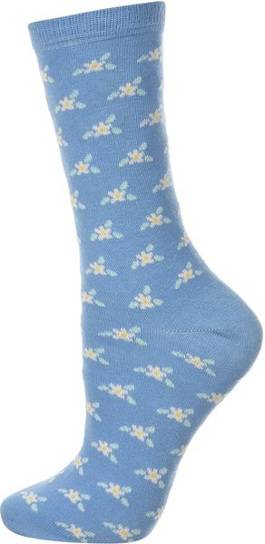 Topshop Little Flowers Ankle Socks - Lyst
