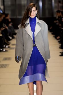 Balenciaga Fall 2012 Gray Buttonless Long Coat With Wide Sleeves - Lyst