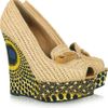 Burberry Prorsum Woven Raffia and Printed Wedge Pumps in Beige (brown) - Lyst