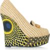 Burberry Prorsum Woven Raffia and Printed Wedge Pumps in Beige (brown) - Lyst