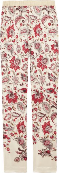 Clements Ribeiro Printed Silk Skinny Pants in Beige (ivory) - Lyst