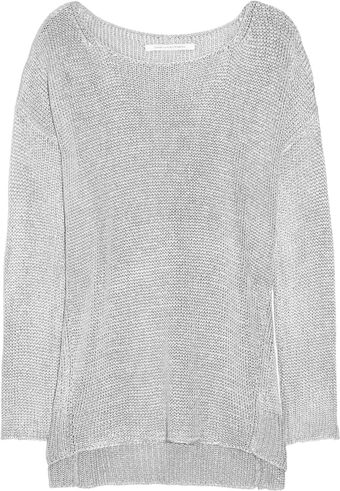 Diane Von Furstenberg Jaha Bis Metallic Open-knit Sweater - Lyst