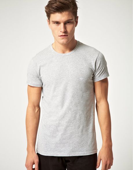 Emporio Armani Crew Neck T Shirt in Gray for Men (grey) - Lyst