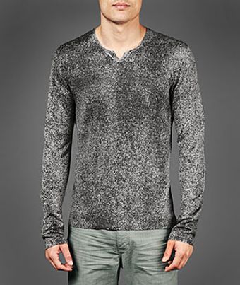John Varvatos Split Neck Crew - Lyst