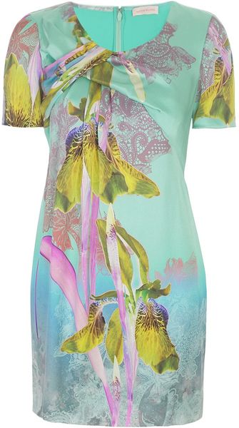 Matthew Williamson Iris Silk Twisted Shift Dress in Green (mint) - Lyst