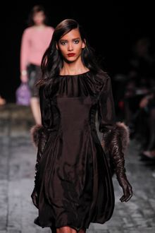 Nina Ricci Fall 2012 Long Sleeve Silk Dress - Lyst