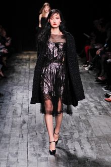Nina Ricci Fall 2012 Metallic Lace Inset Dress - Lyst