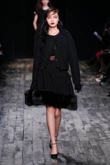 Nina Ricci Fall 2012 Fur Trimmed Knee-Length Skirt  - Lyst