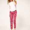 Asos Collection Asos Cropped Trousers in Pink Floral Rose Print in Pink - Lyst