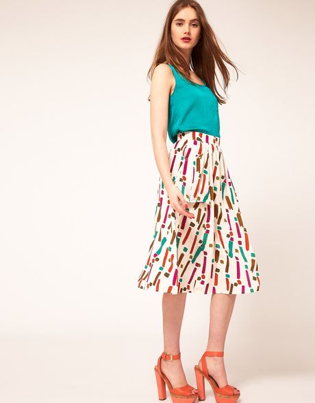 Asos Full Skirt In Neo Rave Print in Multicolor (multi) - Lyst
