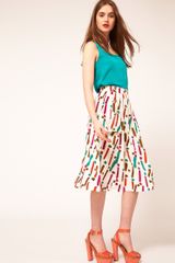 Asos Full Skirt In Neo Rave Print
