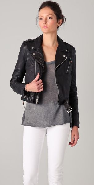 Blk Dnm Cropped Motorcycle Jacket - Lyst