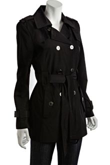 Calvin Klein Black Double Breasted Belted Short Trench - Lyst