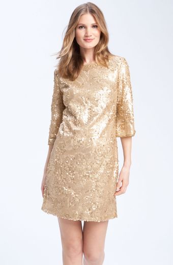 Donna Ricco Sequined Shift Dress - Lyst