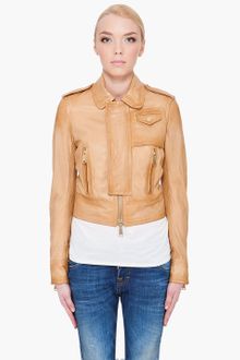 DSquared2 Beige Linda Leather Jacket - Lyst