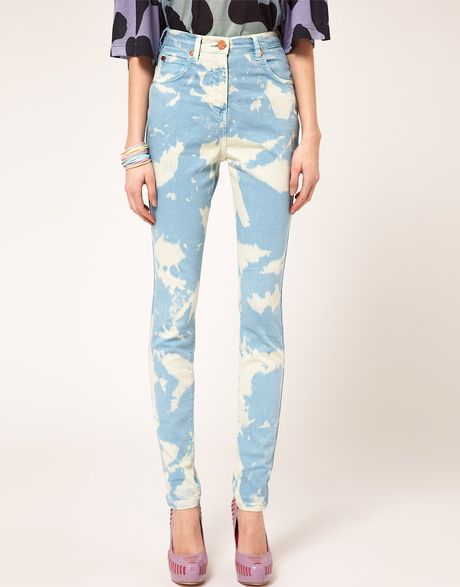 House Of Holland Bleach Jean With High Waist in Blue - Lyst