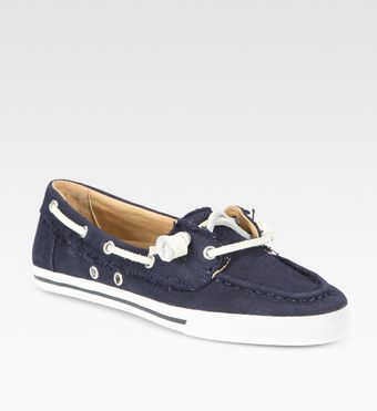  Frayed Canvas & Leather Boat Shoes 