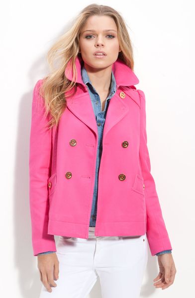 Juicy Couture Double Breasted Crop Trench in Pink (dragonfruit) - Lyst