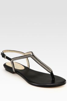 Kors By Michael Kors Zanna Leather & Chain-embellished Slingback Thong Sandals - Lyst