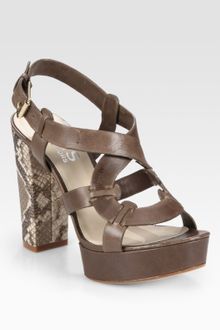 Kors By Michael Kors Veta Snake-print Leather Slingback Sandals - Lyst