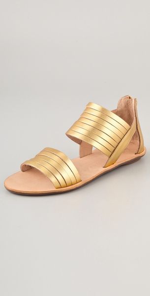 Loeffler Randall Heart Lr Sam Metallic Flat Sandals in Gold - Lyst