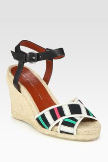 Marc By Marc Jacobs Leather and Ribbon Espadrille Wedge Sandals - Lyst