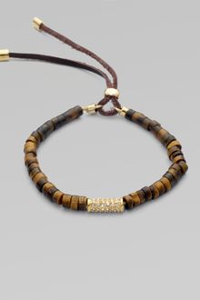 Michael Kors Stone & Leather Accented Textured Bead Stretch Bracelet - Lyst